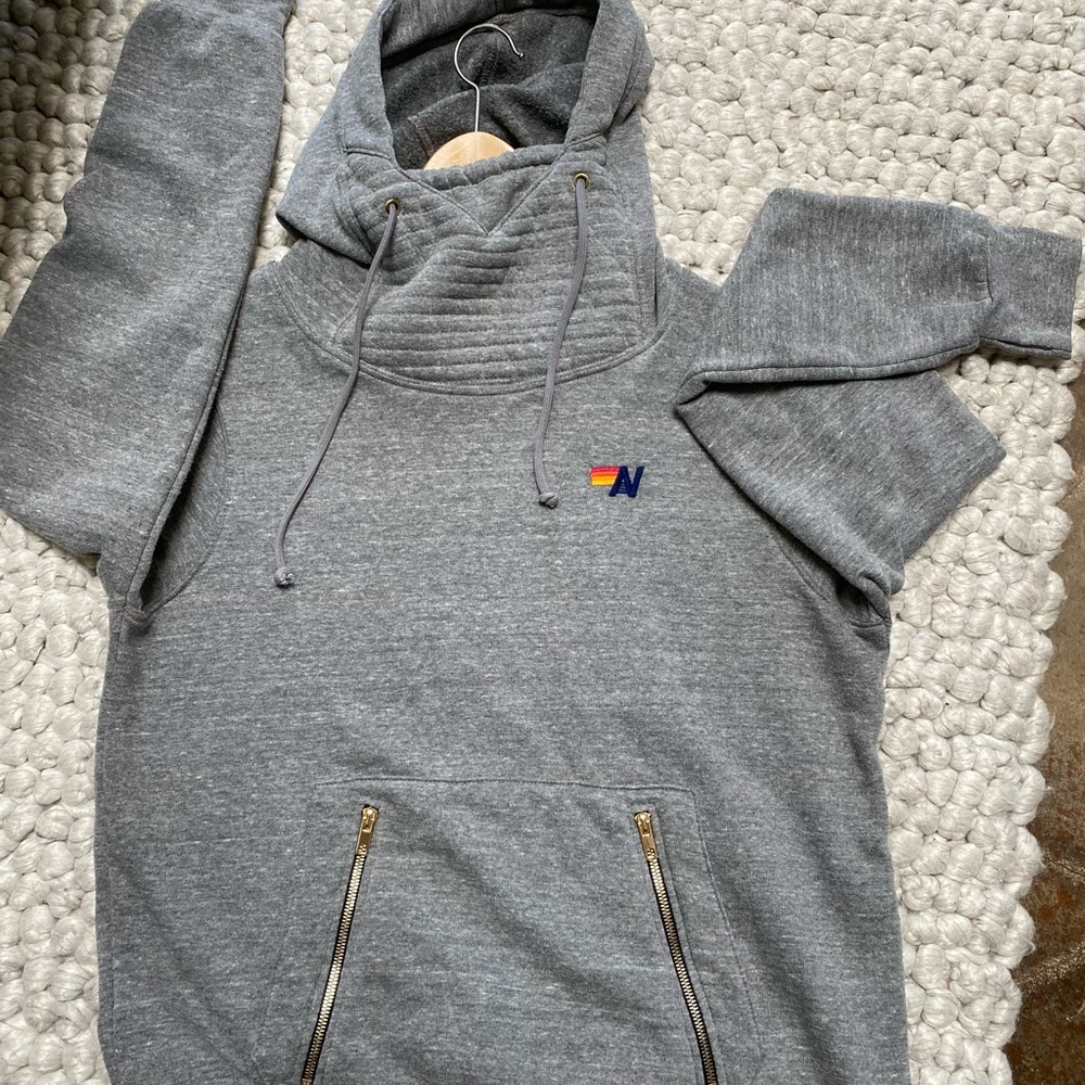 AVIATOR NATION NINJA PULLOVER HOODIE - HEATHER GREY SIZE M UNISEX